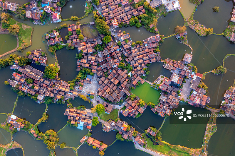 中国广东江门鹤山古劳水乡航拍风光图片素材