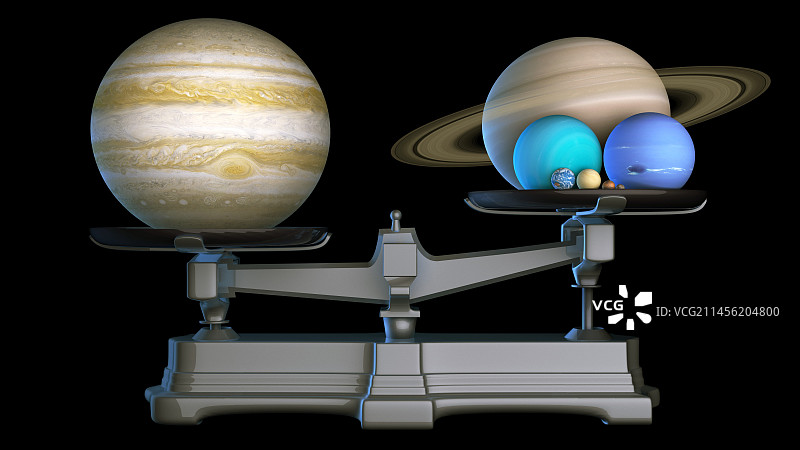 木星与行星比例对比图片素材