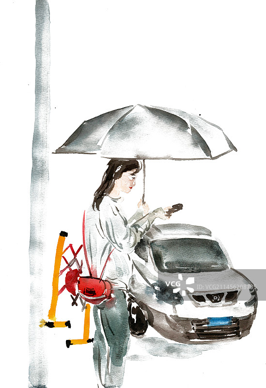 街头等车的女子图片素材