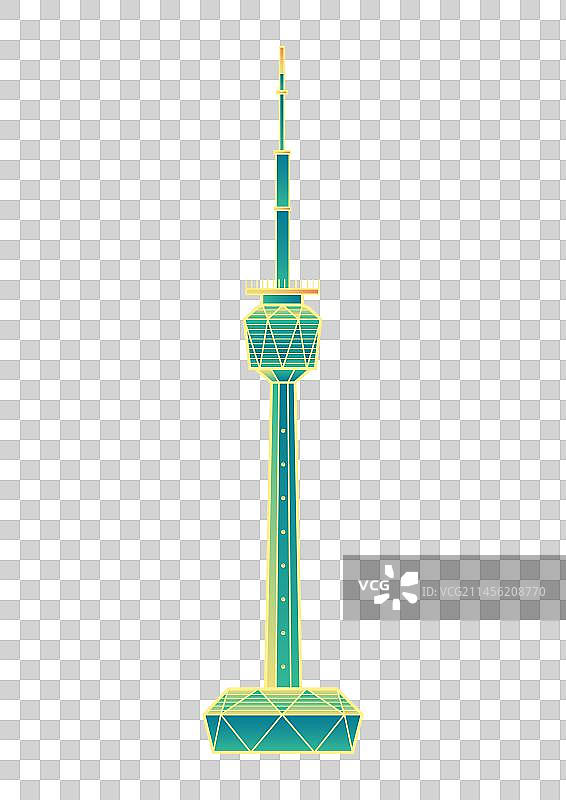西安广播电视塔建筑插画元素图片素材