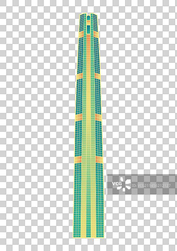 西安丝路中心建筑矢量插画元素图片素材