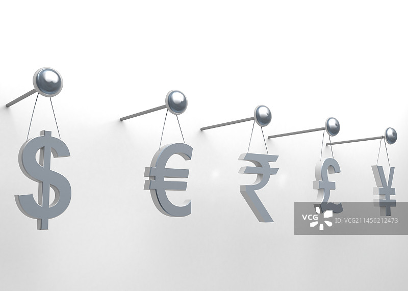 挂在钉子上的国际货币插图图片素材