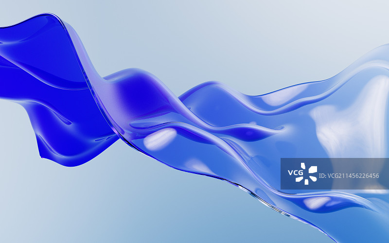 飘舞流动的蓝色透明布料3D渲染图片素材