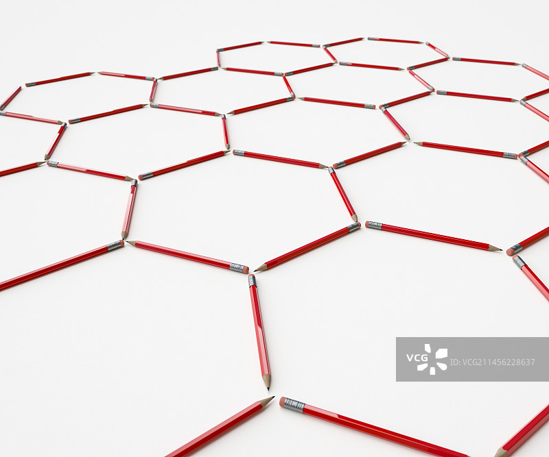 构成六边形的铅笔，插图图片素材