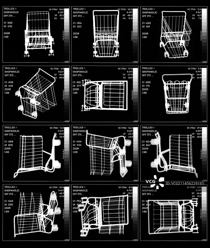 超市购物手推车X光透视图图片素材