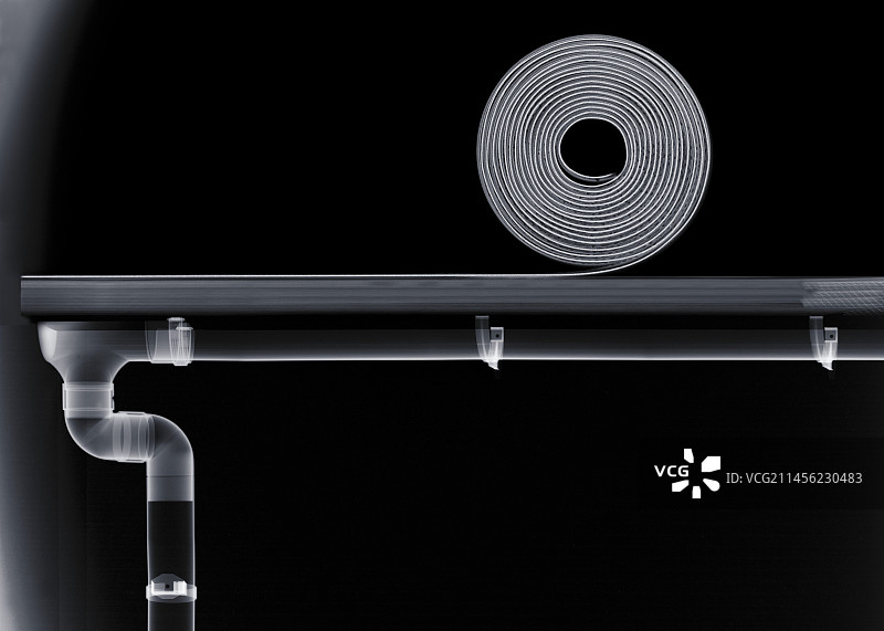 排水沟和落水管的橡胶密封胶，X射线图片素材