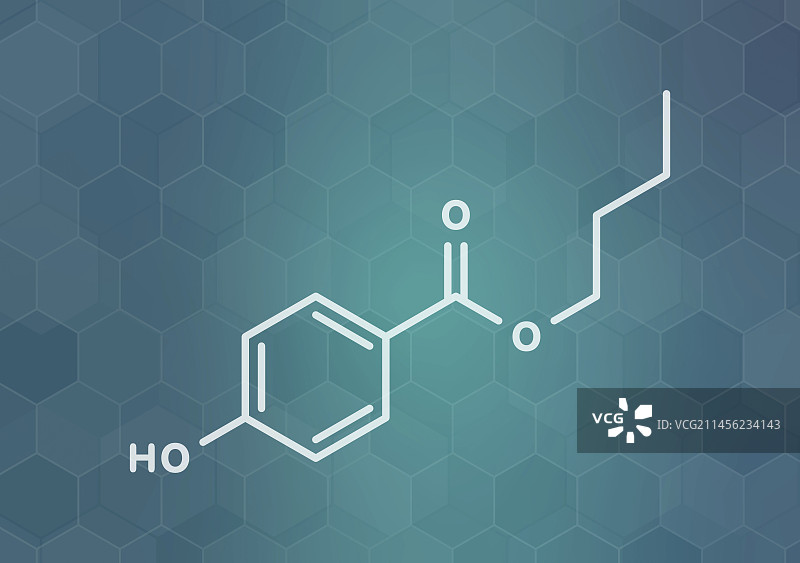 对羟基苯甲酸丁酯防腐剂分子图示图片素材