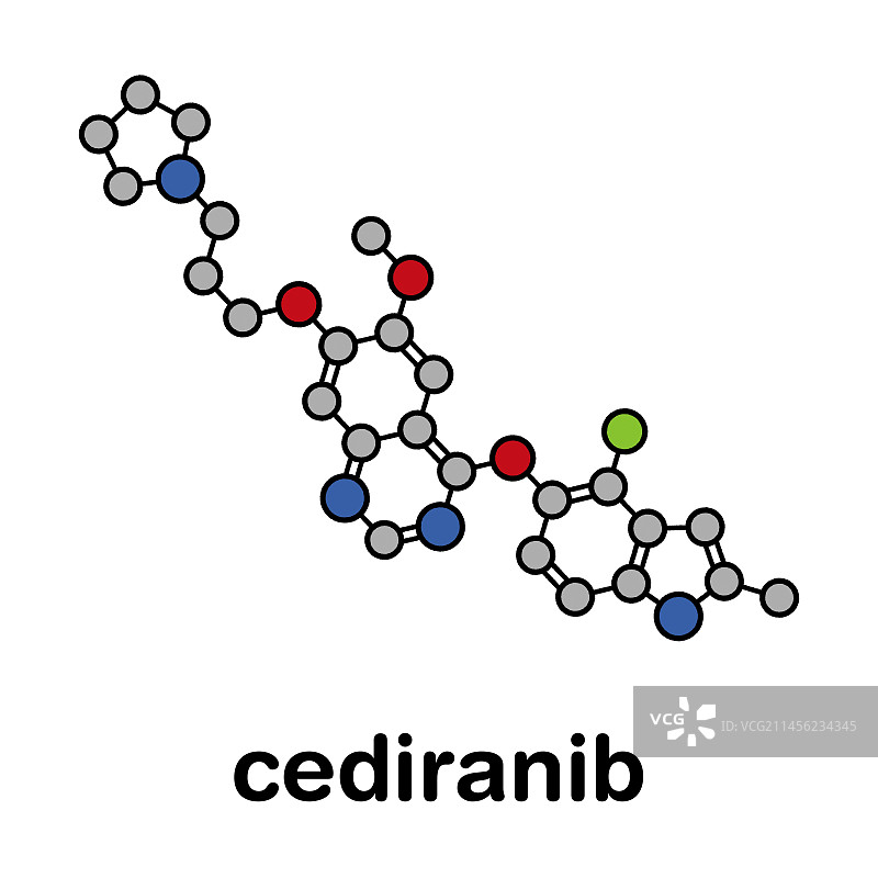 西地兰尼布抗癌药物分子结构示意图图片素材