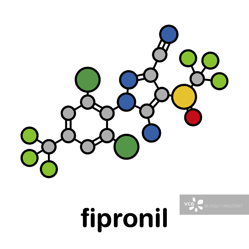 氟虫腈杀虫剂分子，图示图片素材