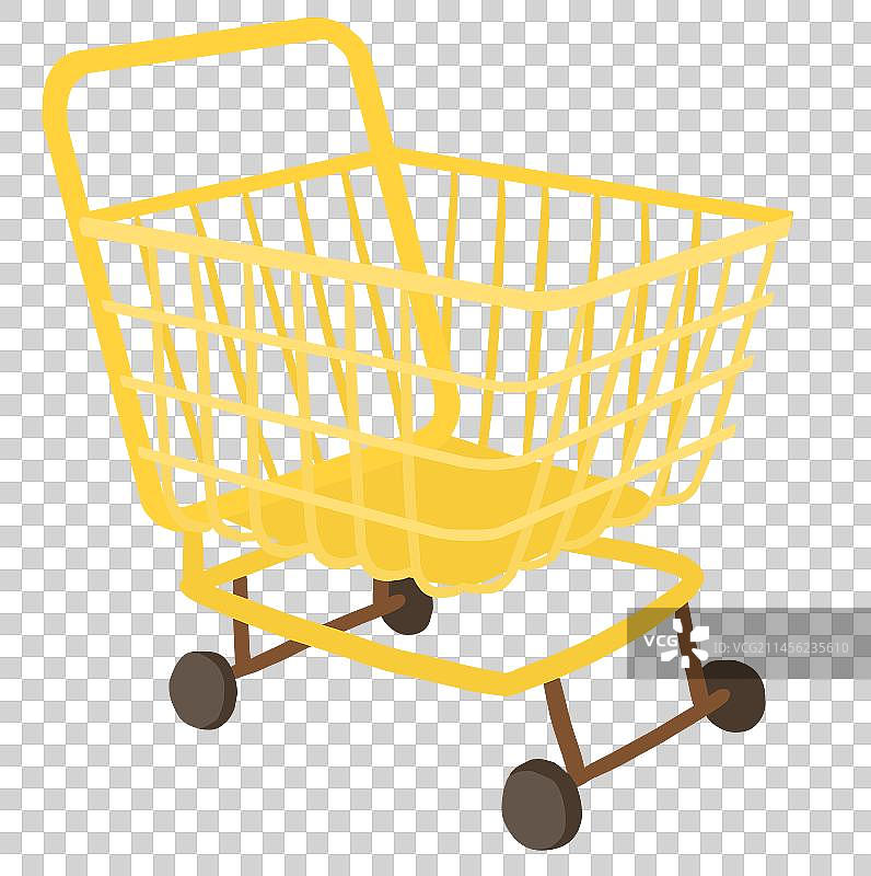 空着的黄色购物车图片素材