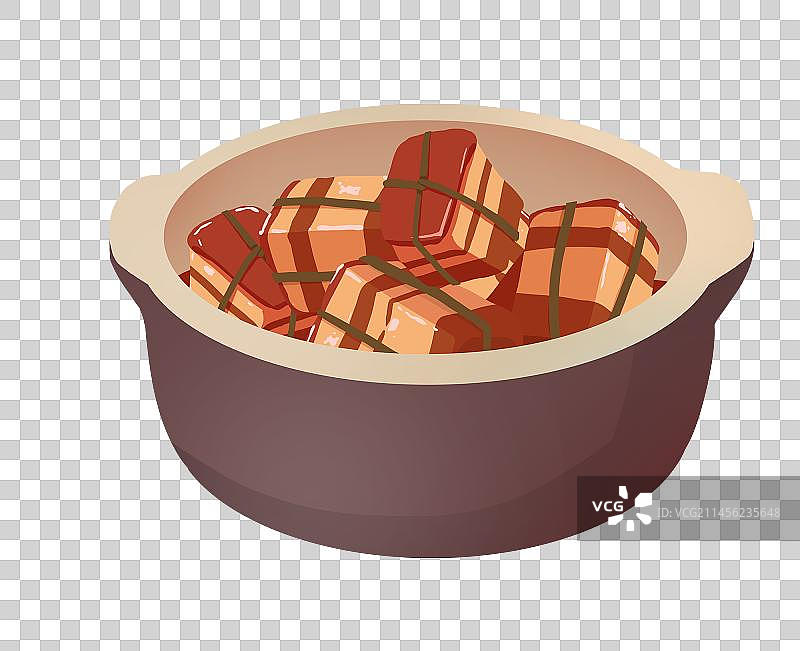 砂锅装着红烧肉图片素材