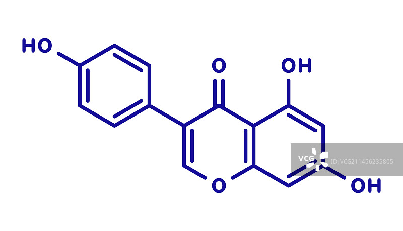 染料木素异黄酮分子结构示意图图片素材