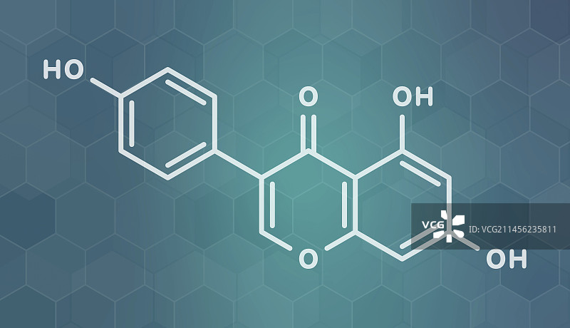 染料木素异黄酮分子结构示意图图片素材