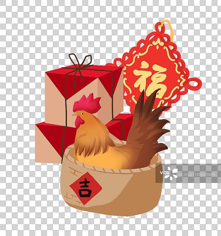 鸡和礼物年货图片素材