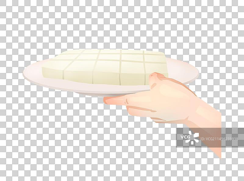 一只手端着一盘豆腐图片素材