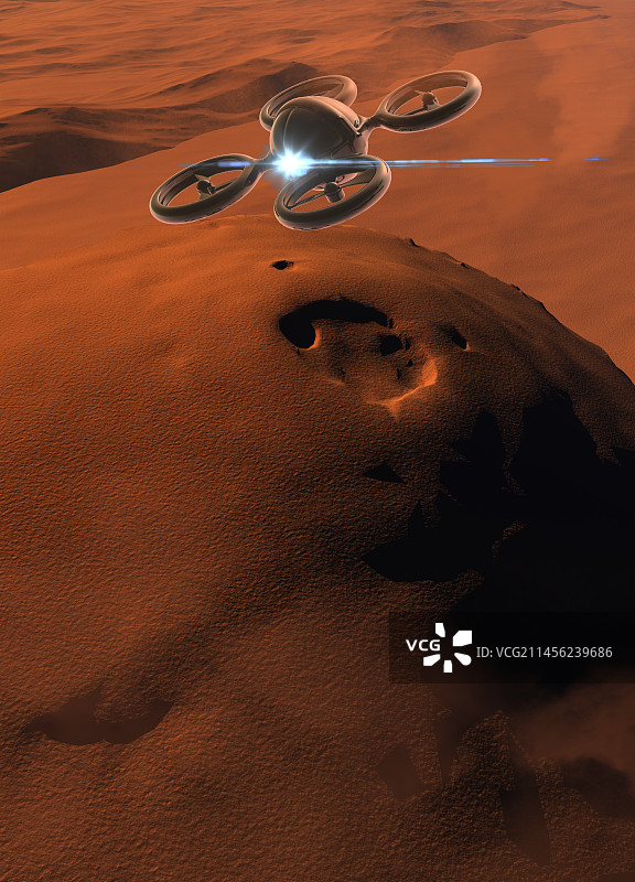 飞越火星的宇宙飞船插图图片素材