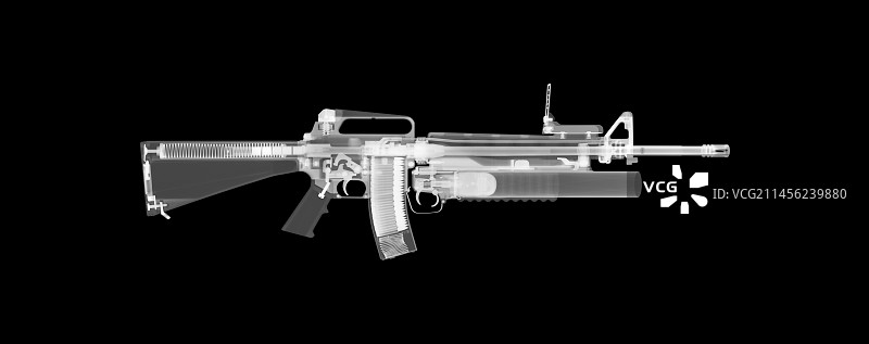 带M203榴弹发射器的M16步枪X光图图片素材