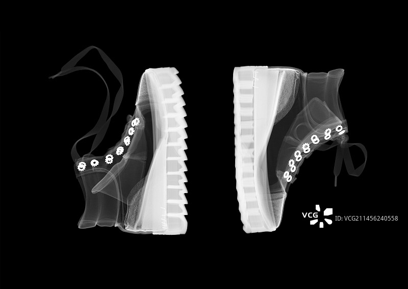 坡跟踝靴X光片图片素材