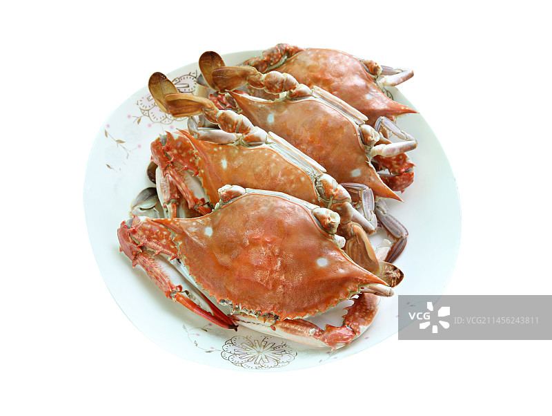 一盘子的螃蟹白底图图片素材