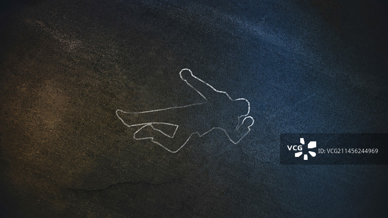 人行道上的粉笔人体轮廓图片素材