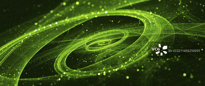 绿色发光螺旋星系插图图片素材