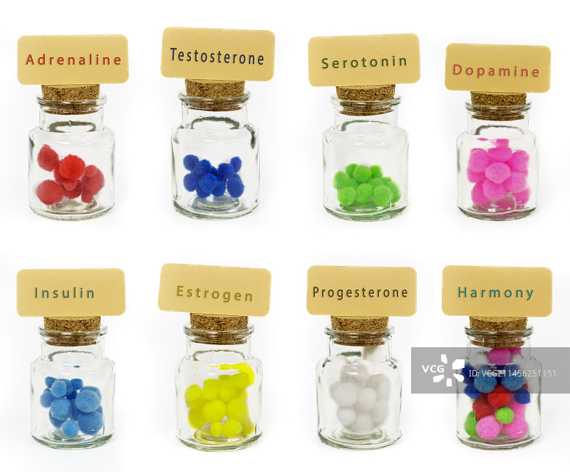 贴有标签的罐子里的激素概念图图片素材