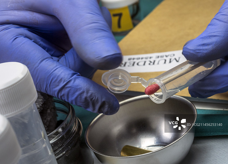 提取血液样本进行法医分析图片素材