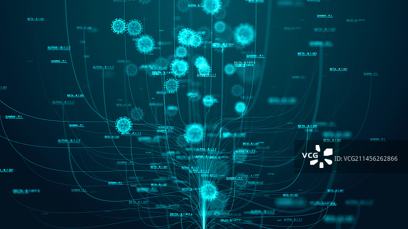 新冠病毒变异爆发，插图图片素材