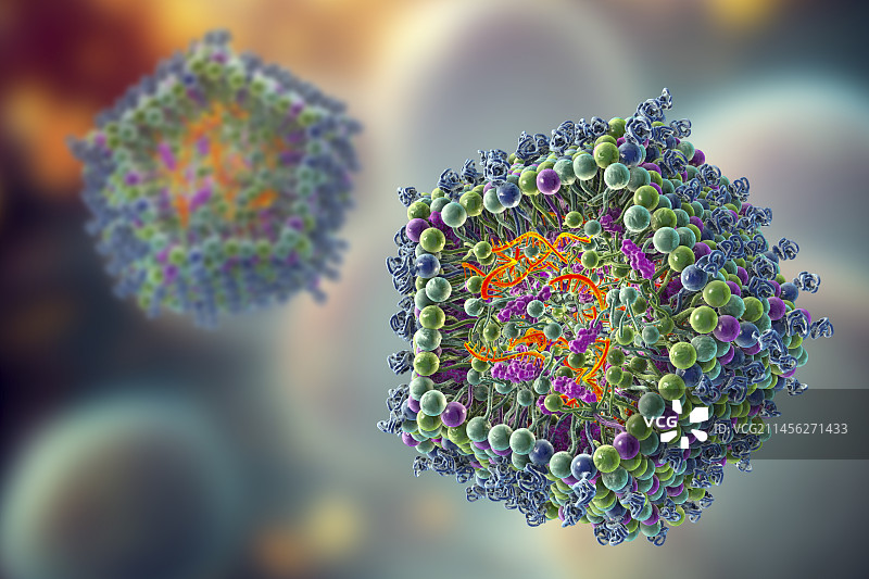 脂质纳米颗粒mRNA疫苗，图示图片素材