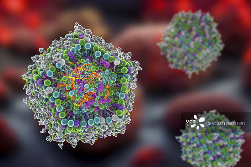 脂质纳米颗粒mRNA疫苗，图示图片素材