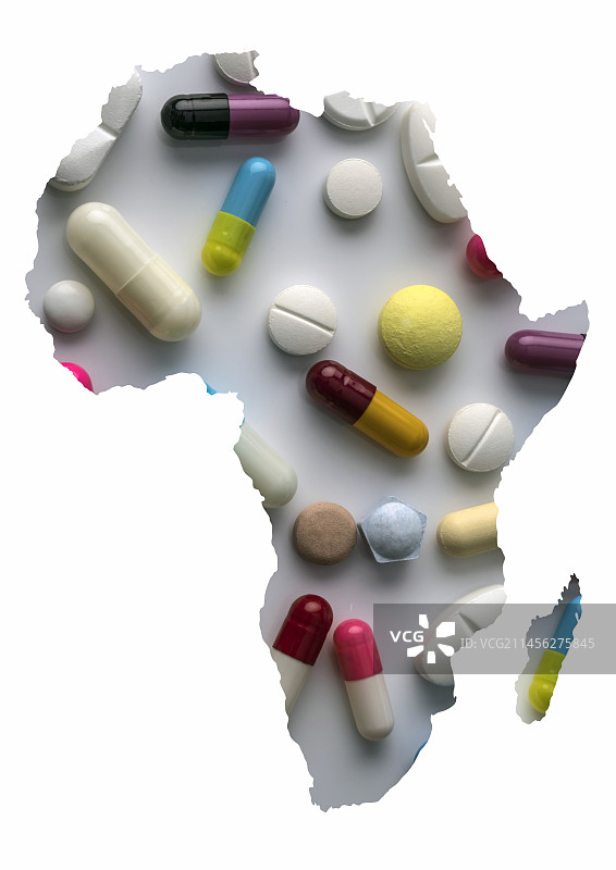 药物组成的非洲地图概念图图片素材