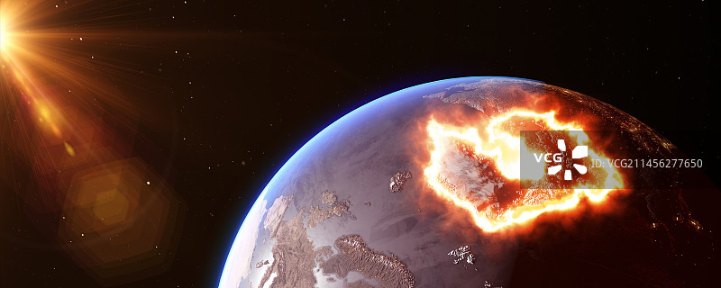 燃烧的北极概念插画图片素材