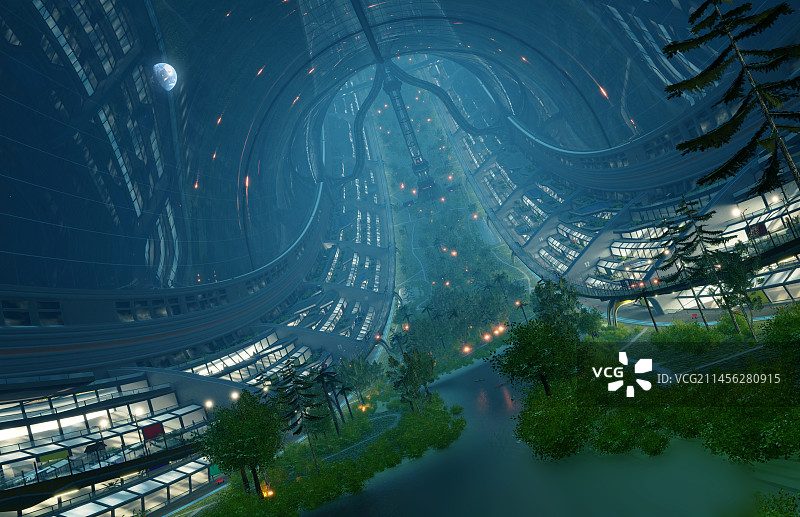 斯坦福圆环夜景图片素材