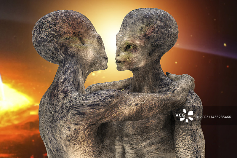 恋爱中的外星人插画图片素材