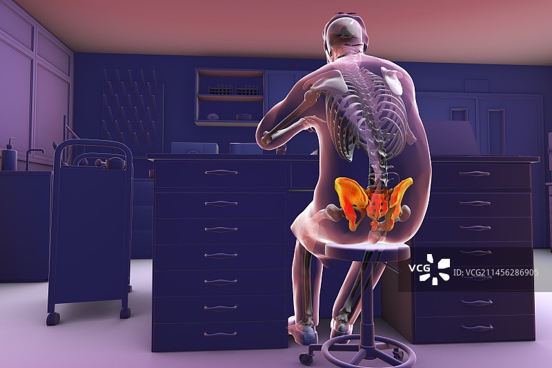 实验室工作人员的肌肉骨骼疾病插图图片素材