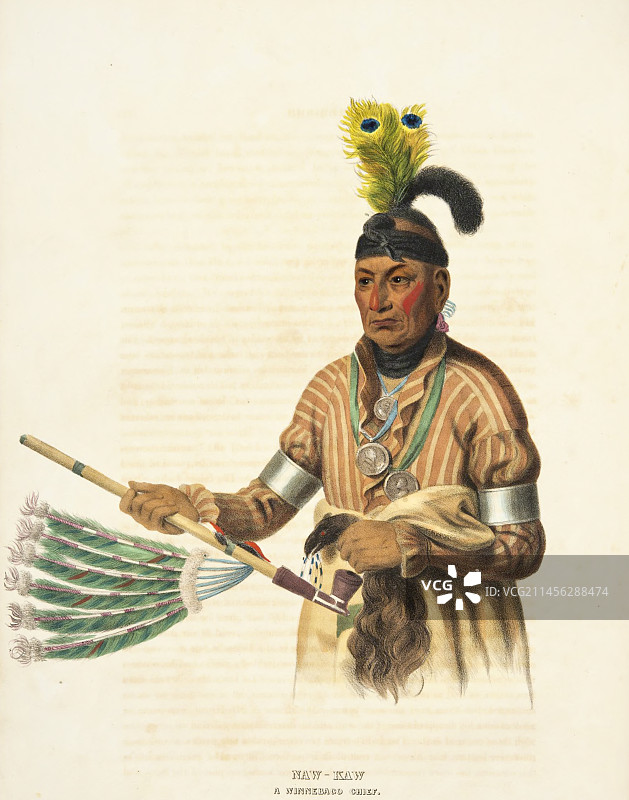 温尼贝戈酋长Naw-Kawa插画图片素材