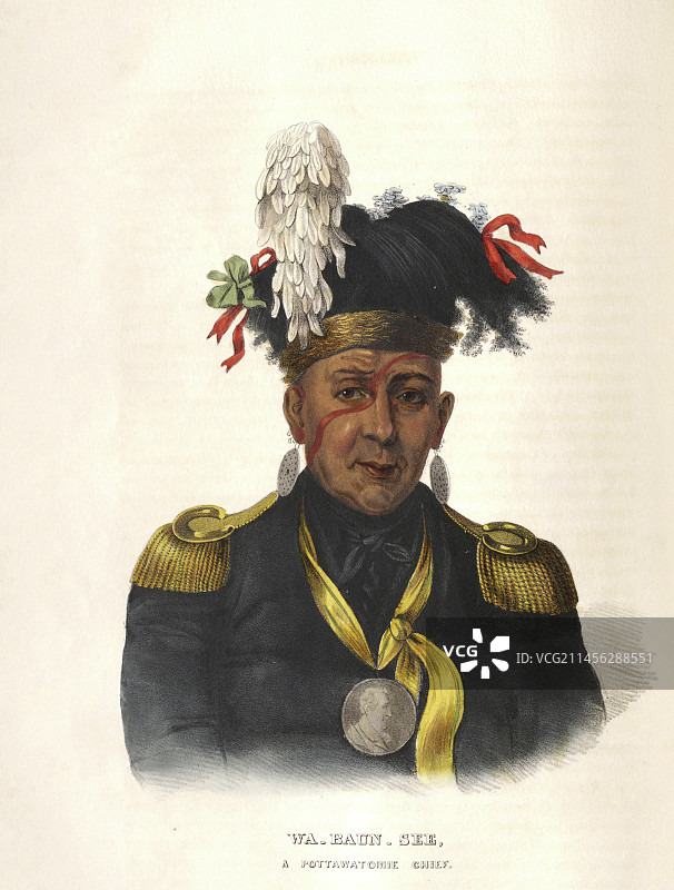 瓦本西，波塔瓦托米族酋长，插图图片素材