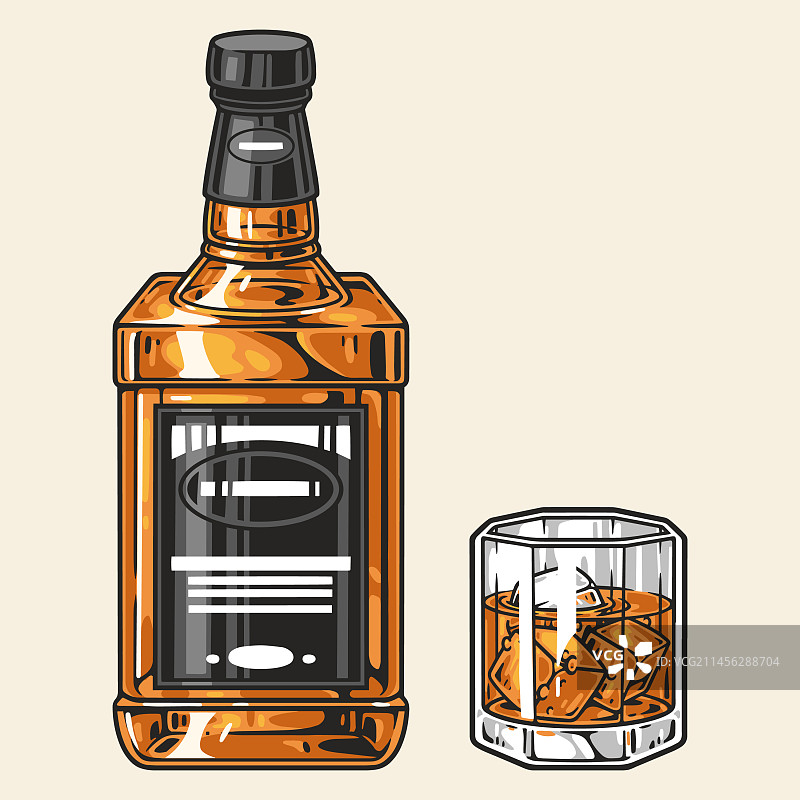 精致的彩色威士忌酒杯标志图片素材