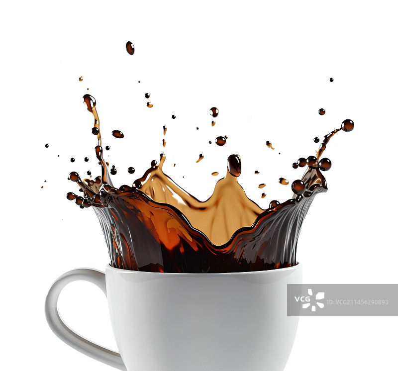 咖啡溅出杯子的插画图片素材