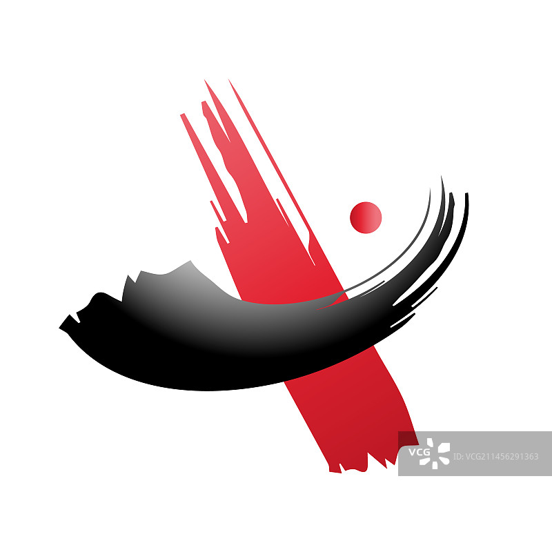 红色和黑色笔触插画图片素材