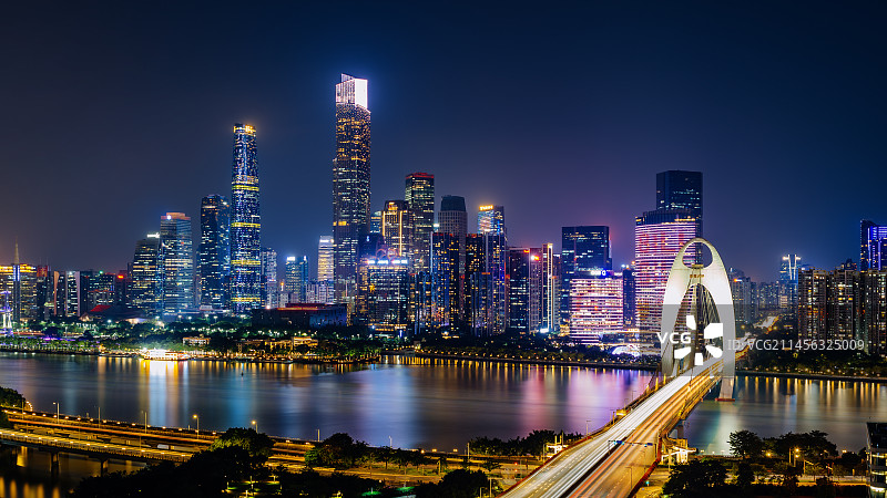 广州城市建筑夜景风光图片素材