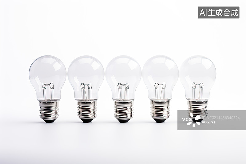 【AI数字艺术】白色背景下灯泡的特写镜头图片素材
