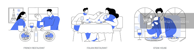 外出就餐卡通插画图片素材