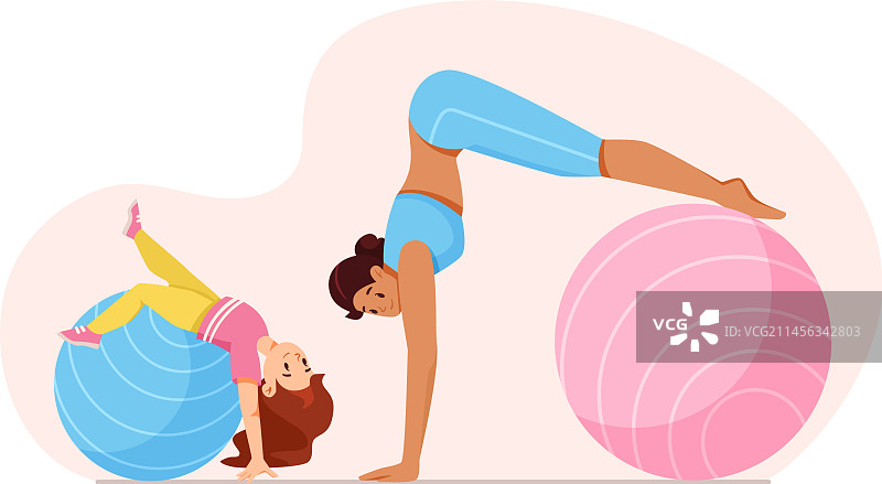 快乐的母女运动图片素材