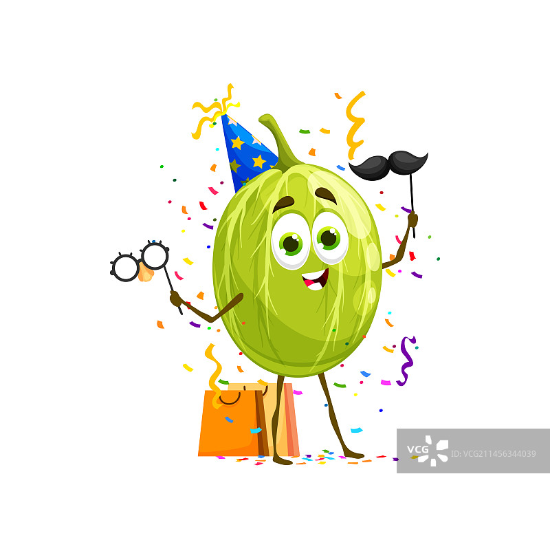 卡通醋栗角色生日假日图片素材