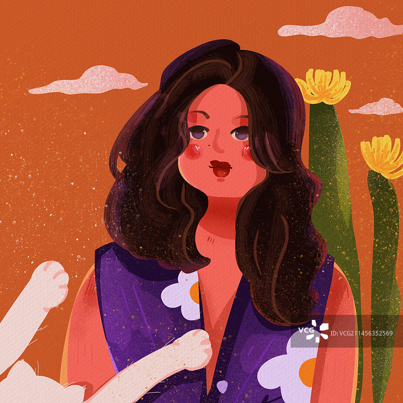 少女与猫图片素材