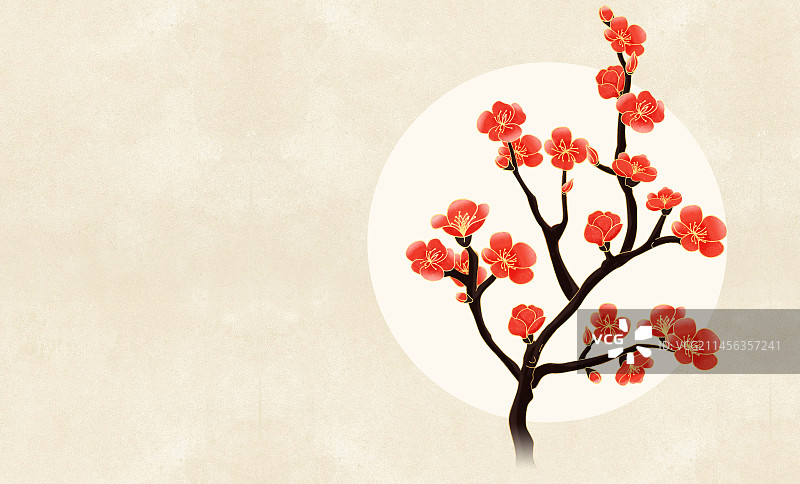 国风节气大寒梅花插画图片素材
