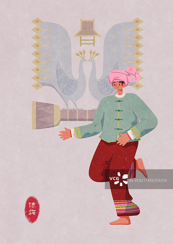 傣族图腾下的男性图片素材