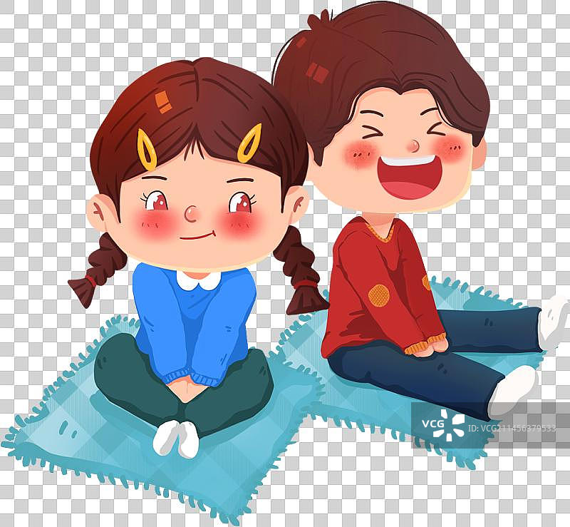 两小无猜 免抠手绘人物图片素材