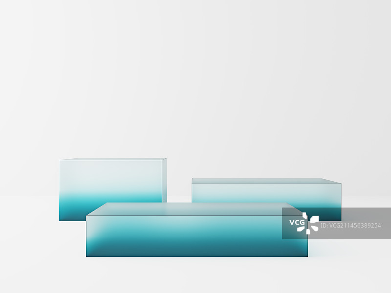 渐变立方体玻璃展台图片素材